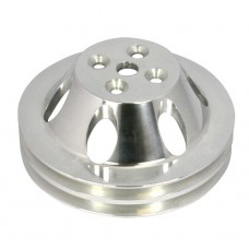 Polished Aluminum BB Chevy V8 Double Groove Pulley - SWP Upper